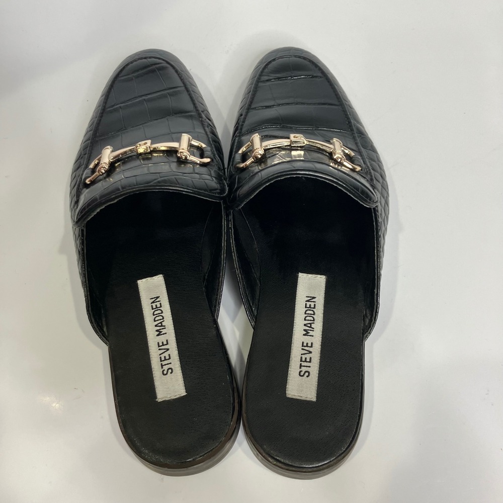 Steve Madden dazling black croc embossed mules‎ men's size 8 dressy trendy - Picture 6 of 9